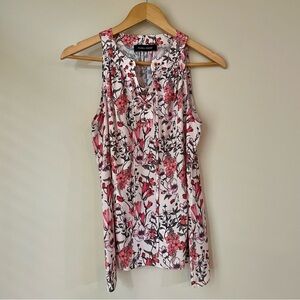 IVANKA TRUMP Sleeveless Pink Floral Lace Up Blouse Women’s XS